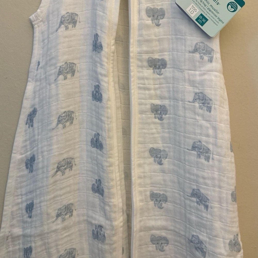 aden + anais White and Blue Elephant Sleep Sack - Picture 2 of 4